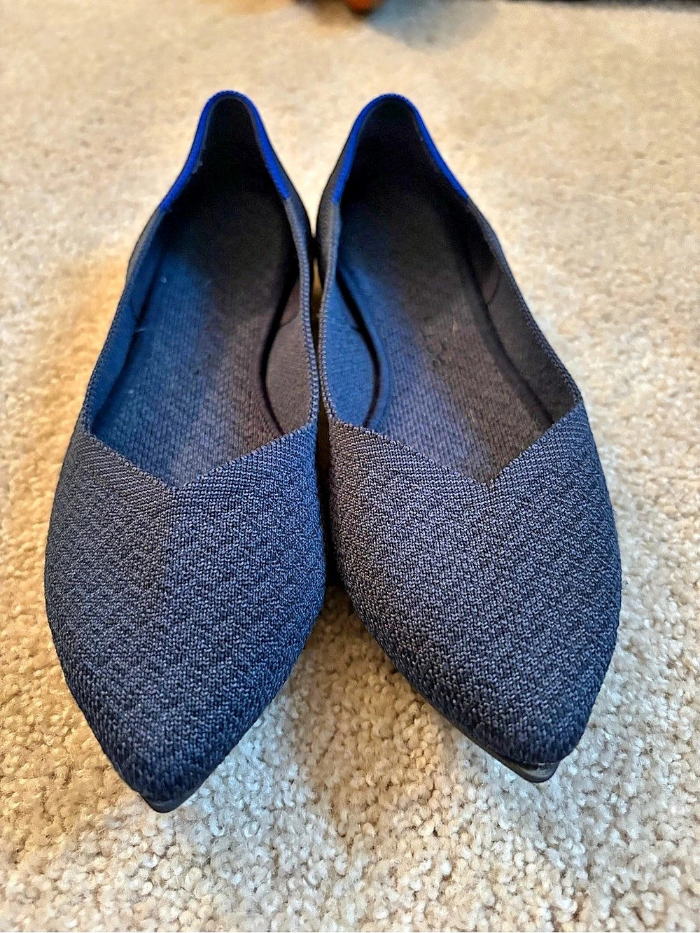 Rothy's The Point Pointed Toe Flats Blue Herringbone